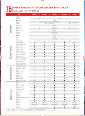 Specificaties van T5 PURE ELECTRIC LIGHT TRUCK